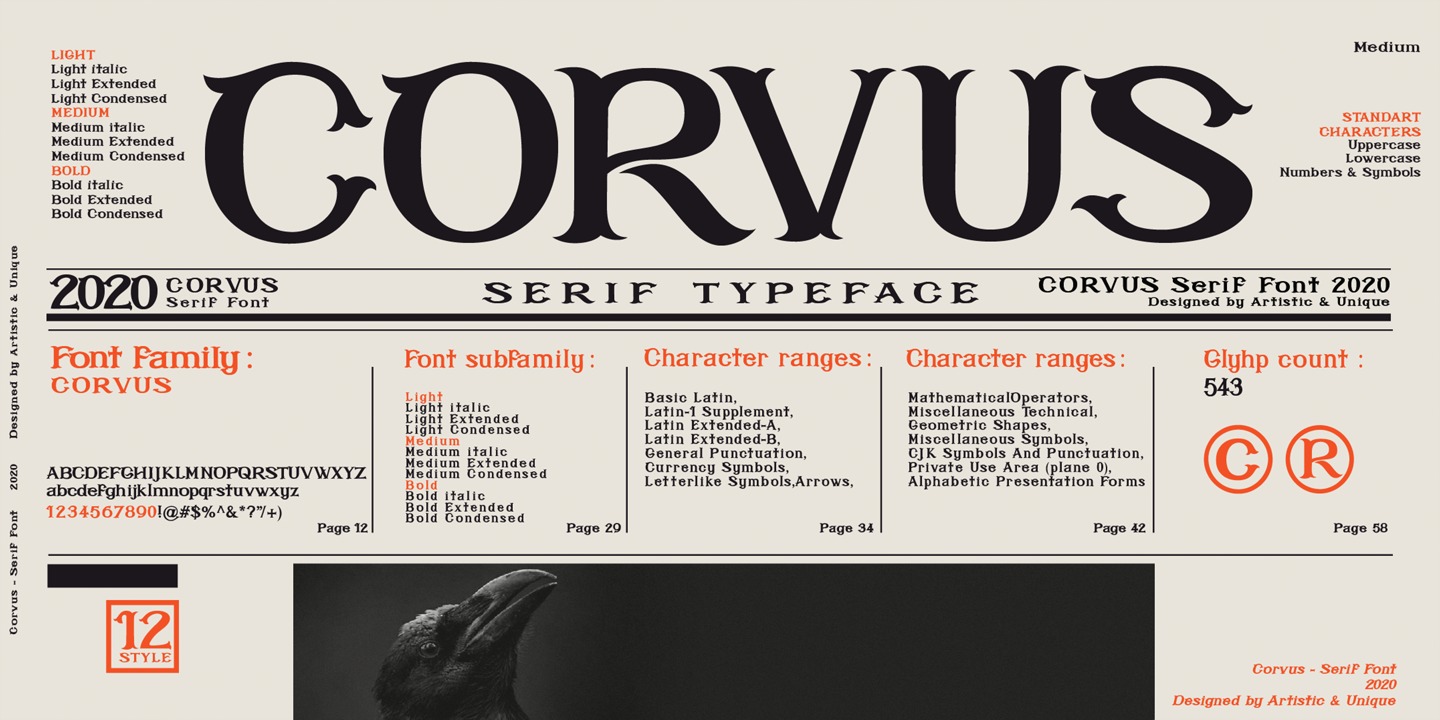 Пример шрифта Corvus #1
